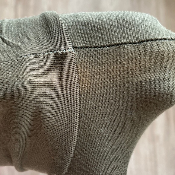 Olive Green Asymmetrical Dress With Thigh High Cutout - Picture 3 of 3